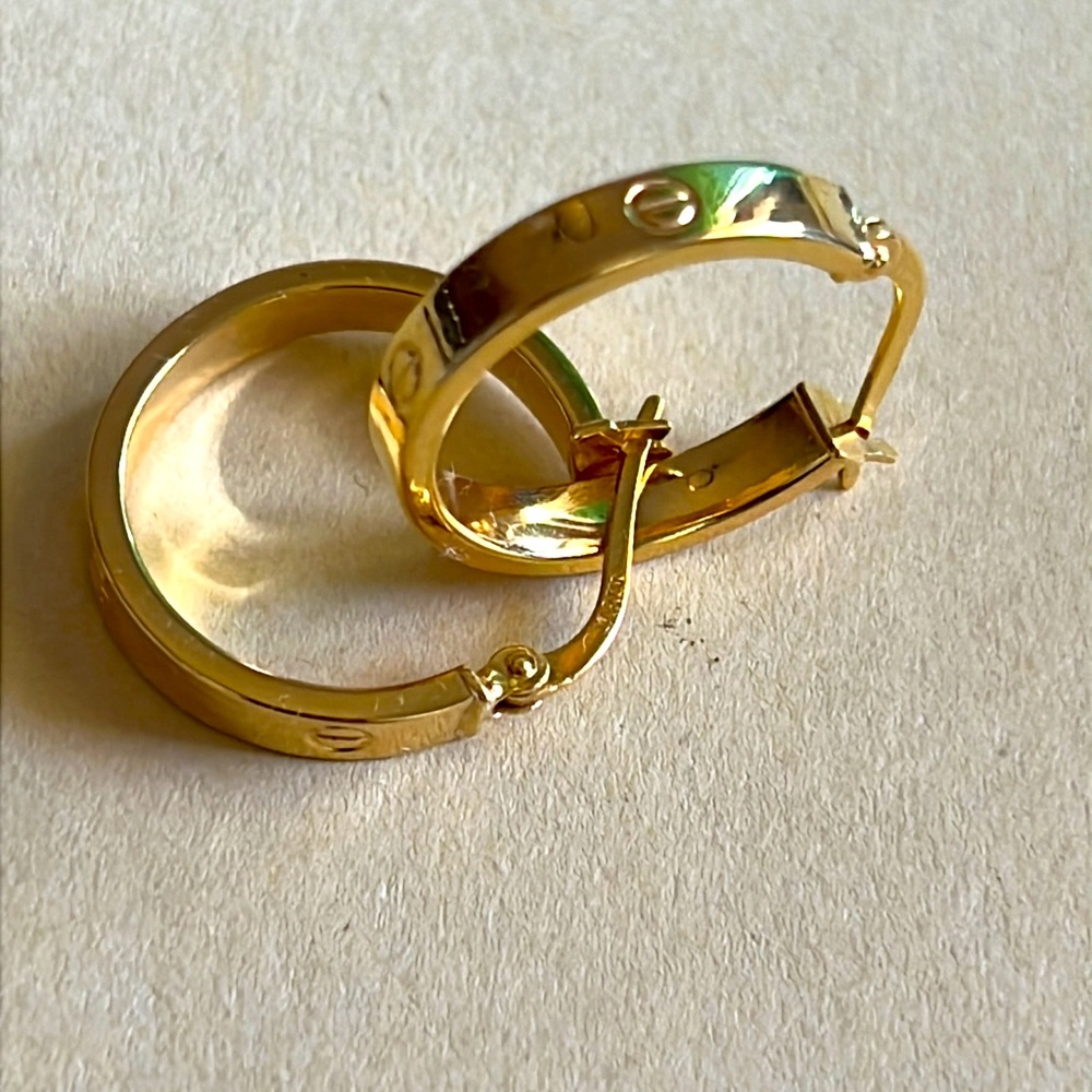 18k solid gold loop earrings Au 750